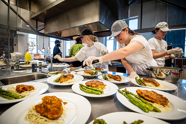 Students preparing food